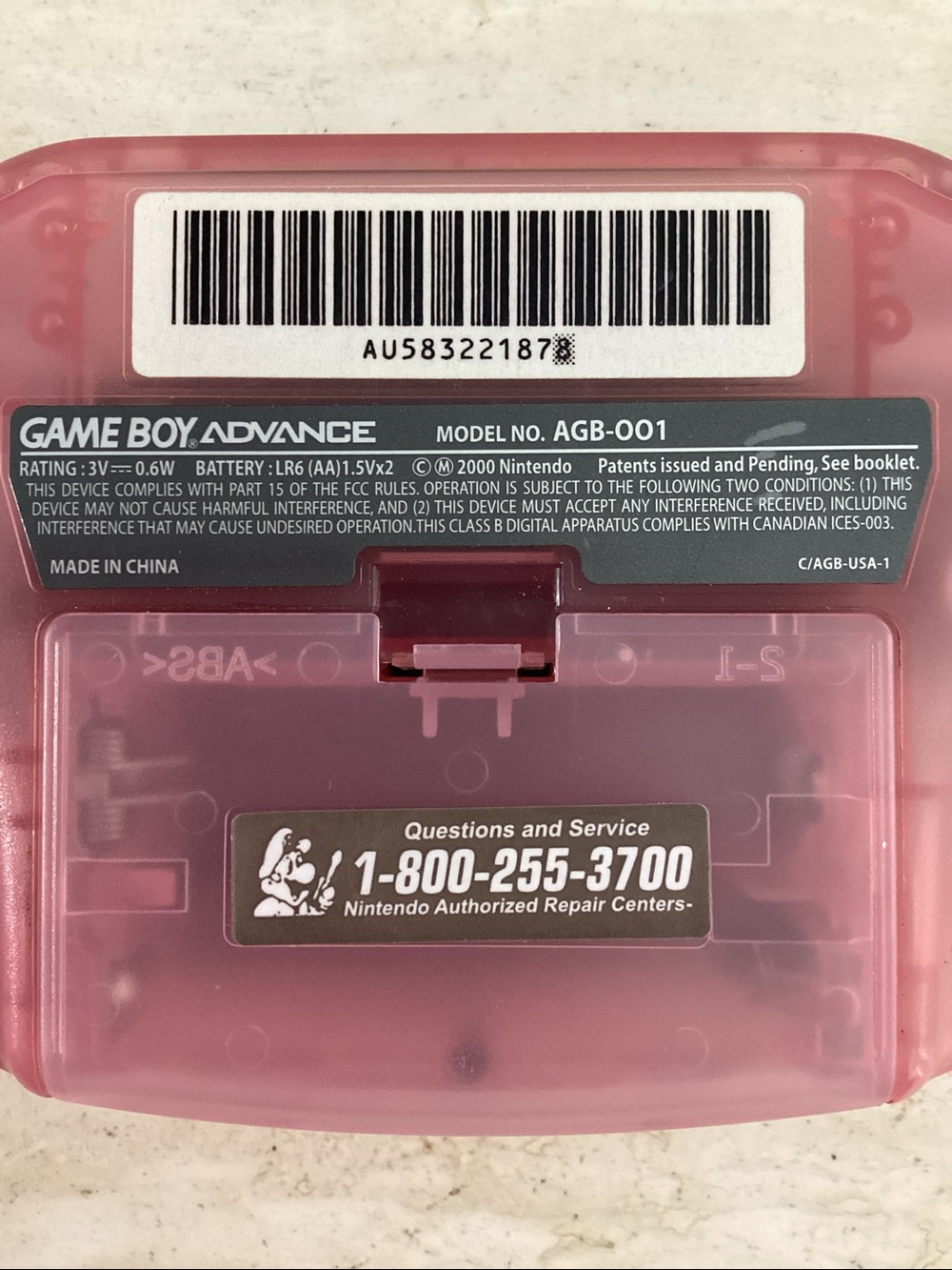 Nintendo Gameboy Advance Console Clear Pink Fuchsia Game Boy GBA AGB-001 - Picture 12 of 16